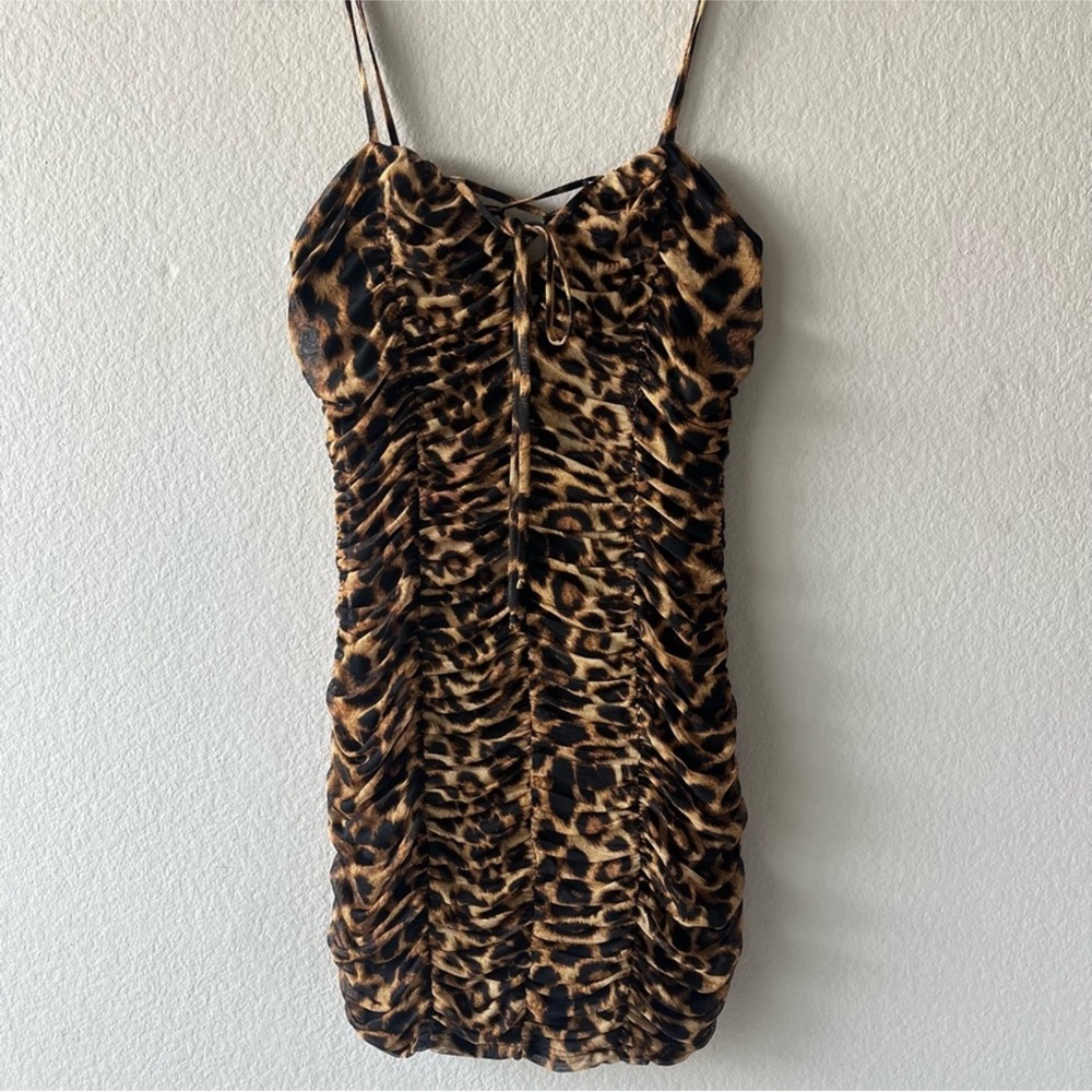 Leopard Print Ruched Dress